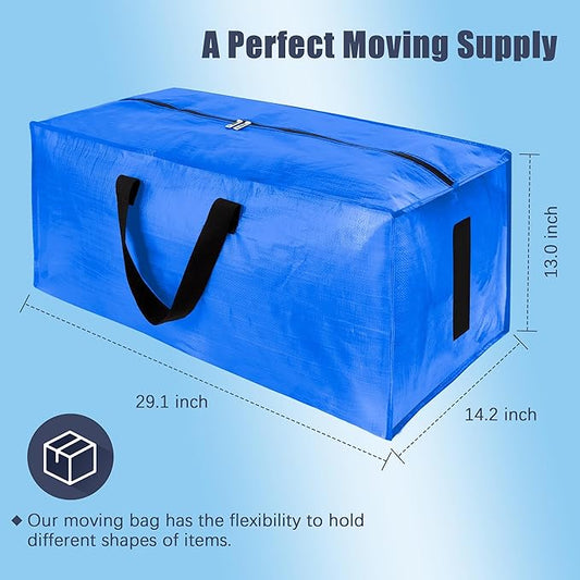 12 Pack Large Strong Moving Bags with Zippers & Carrying Handles - Water-Resistant - Heavy Duty Storage Tote for Space Saving, Fold Flat, Alternative to Moving Box (Multicolored)