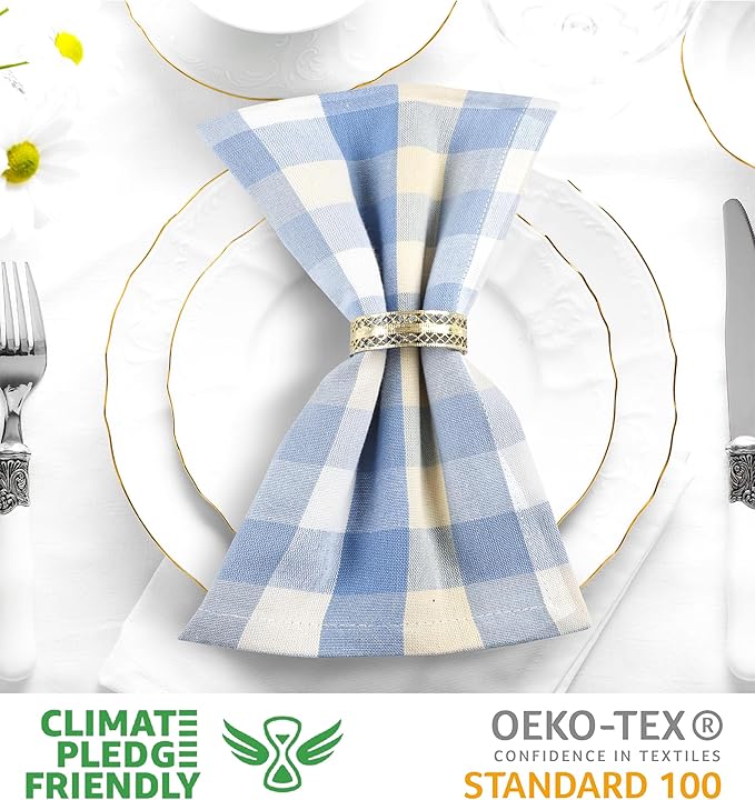 Urban Villa Cloth Napkins Set of 12 20x20 Inches 100% Cotton Napkins Cloth Washable Soft Durable Reusable Absorbent Table Dinner Napkins Cloth for Hotel Lunch Restaurant Weddings Parties- Blue Sand