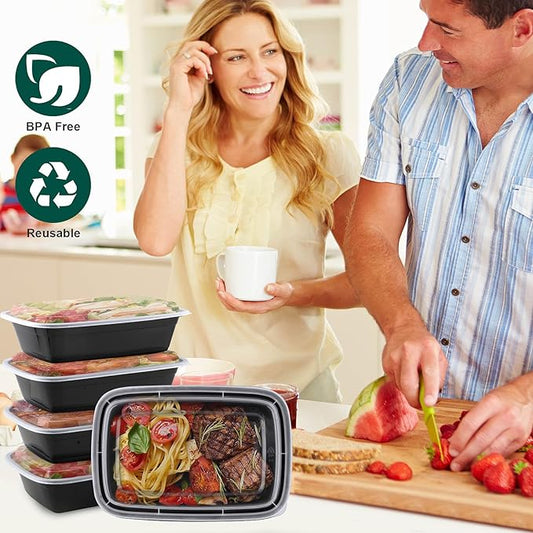 KEEP COLDER 38 Oz Plastic Meal Prep Containers - [100 Set] Food Storage Containers with Lids - Clear Disposable To Go Containers, BPA Free, Stackable, Leakproof, Microwave and Freezer Safe