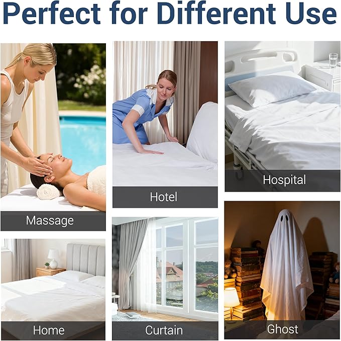 Bulk Queen Flat Sheets Only, White 6 Pack Quick Sort Top Bed Sheet, Color-Coded Hem Threads, Wrinkle-Free Shrinkage Durable Microfiber Hotel Motel Airb&bs Essentials for Hosts, 90"x102"