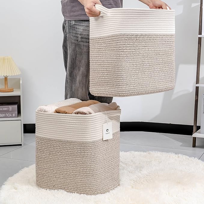 Laughbird Collapsible Laundry for Hamper,Medium Large Storage Bins Fabric Storage Box, Closet Organizer,Hampers Foldable Fabric Storage Basket, Solid Storage Toy Box With Handle, Used to Organize