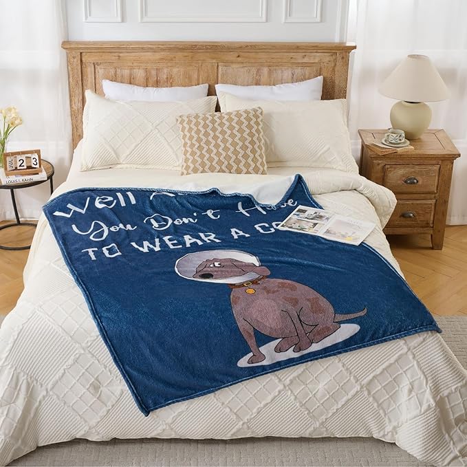 Lussena Thinking of You Gifts for Women Men – Get Well Blanket 50x60 Inch, Navy Flannel Comfort Blanket, Sympathy Throw for After Surgery, Chemo, Illness, Recovery