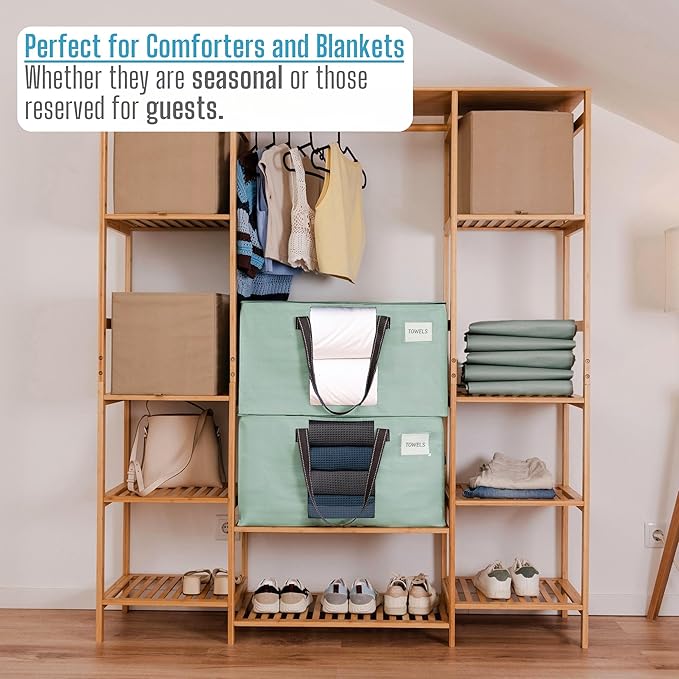 VENO 6 Pack Moving Bags, Christmas Storage Bins, Moving Boxes Alternative, Comforter and Blanket Storage Bags, College Dorm Packing Supplies, Foldable Heavy-Duty Tote (Light Green Matte, 6 Pack)