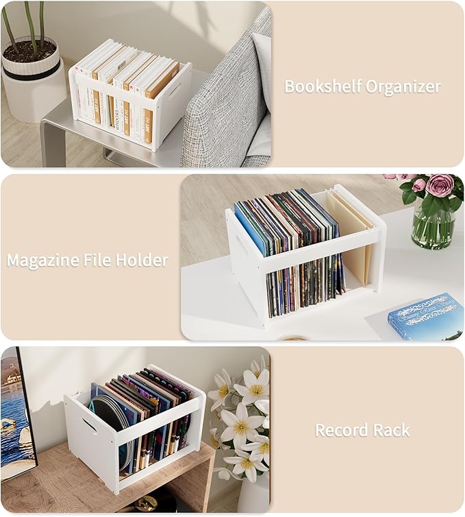 LONTAI 2 Pack Bamboo Hanging File Organizer, Office Desk File Organizer for Letter Size, Wood Hanging File Folders Organizer Record Holder Storage Stand Bookshelf Easy Assembly, White