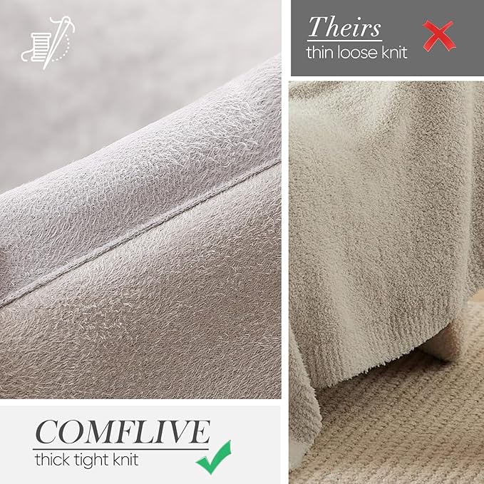 Faux Rabbit Fur Throw Blanket 880 GSM, Ultra Soft Thick Warm Bubble Plush, Reversible Throw for Couch Sofa Bed, Cozy Shaggy Blanket for Bedroom & Living Room(50''*60'',Gray)