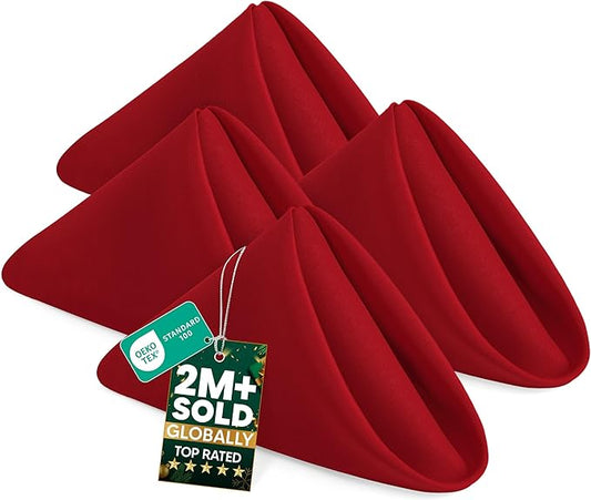 Utopia Home [24 Pack, Red] Cloth Napkins 17x17 Inches, 100% Polyester Hemmed Edges, Washable and Reusable Ideal for Parties, Weddings and Dinners