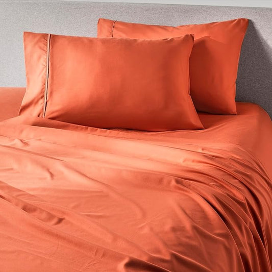 PeachSkinSheets Night Sweats Pumpkin Spice 1500tc Soft Sheet Set - Split King (2 XL Fitted)