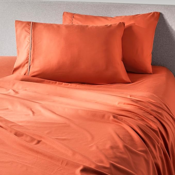PeachSkinSheets Pumpkin Spice Sheet Set - 1500tc Level of Softness - Extra Soft Cooling Sheets for Hot Sleepers and Night Sweats - Full Size