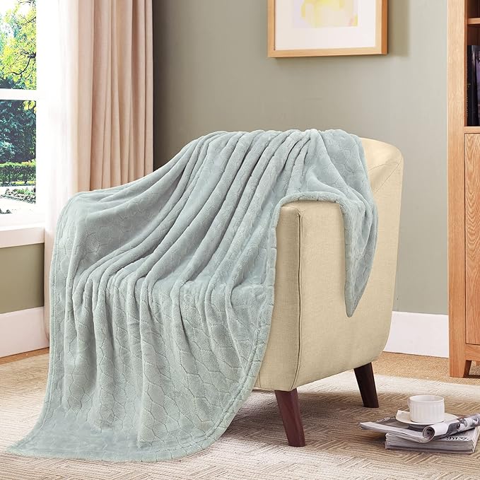 TOONOW Fleece Blanket Textured Fuzzy Plush Throw Blanket Twin Size 60" x 80", Super Soft Fluffy Bed Blanket Geometric Pattern Comfy Microfiber Flannel Blankets for Couch, Bed, Sofa, Mirage Gray