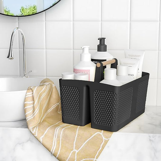 Xuhdukc Shower Caddy Portable and Cleaning Caddy Organizer for Bathroom, Kitchen, Toiletries Storage ，Caddy organizer with handle, Rust-Resistant, Durable Material (Black, 9.36" L×7.73" W×7.24" H)