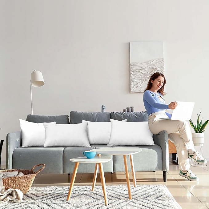 Utopia Bedding Throw Pillows (Set of 4, White) – 14 x 22 Inches Down Alternative Pillows for Bed, Sofa, and Couch - Fluffy Decorative Stuffer Pillow for Indoors & Outdoors