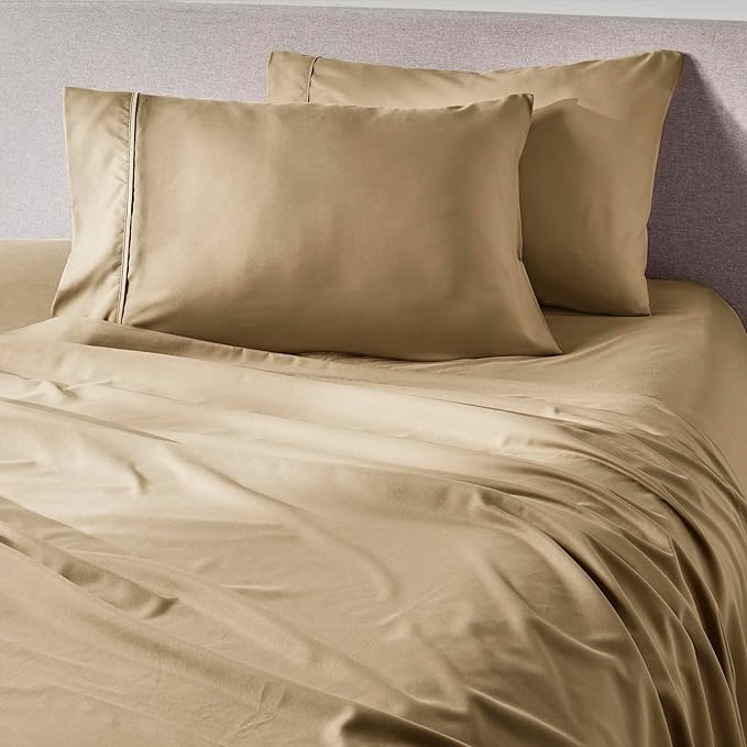 PeachSkinSheets Light Mocha Sheet Set - 1500tc Level of Softness - Extra Soft Cooling Sheets for Hot Sleepers and Night Sweats - XL Twin Size