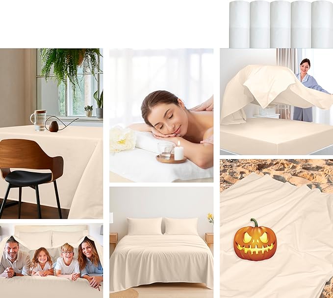 Royale Linens 100% Organic Cotton Fitted Sheet - Percale Weave - Super Soft Deep Pocket Bottom Sheets - Cream Elastic Sheet Twin XL Size - Twin XL Fitted Sheets Only - (39"x80"+15", Cream)