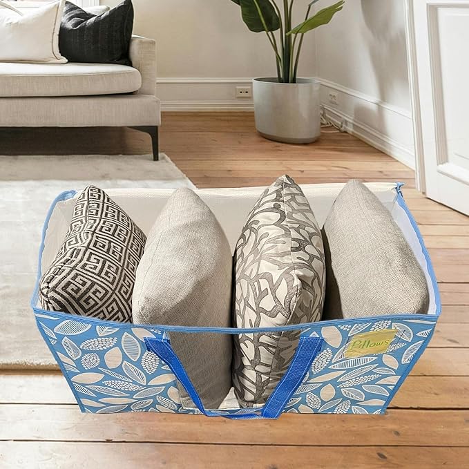 VENO 2 Pack Moving Bags, Storage Bins with lids, Packing Supplies for College, Alternative to Moving Boxes, Foldable, Heavy-Duty Tote (Spring Breeze, 2 Pack)