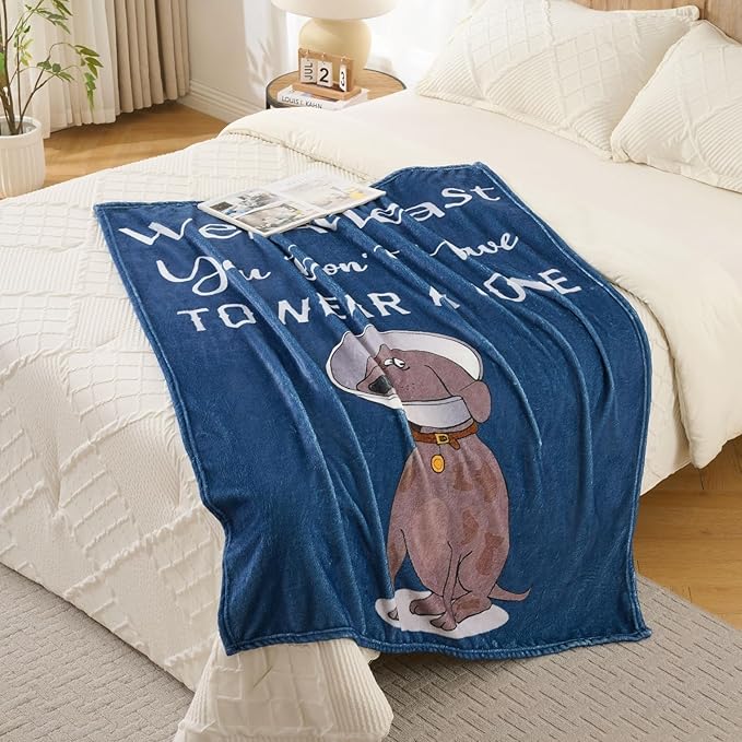 Lussena Thinking of You Gifts for Women Men – Get Well Blanket 50x60 Inch, Navy Flannel Comfort Blanket, Sympathy Throw for After Surgery, Chemo, Illness, Recovery