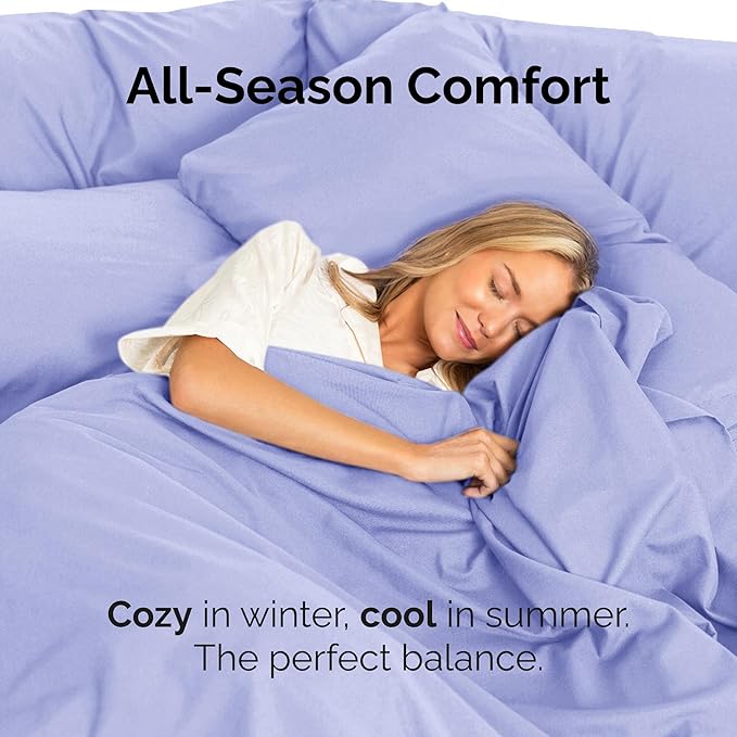 Twin XL Size Flat Sheet - Hotel Quality Top Flat Bed Sheet Only - Ultra-Soft, Breathable & Cooling - Fade & Wrinkle Free - Easy-Care, Stain & Shrink Resistant Bedding - Easy-Fit & Oeko-Tex - Lavender