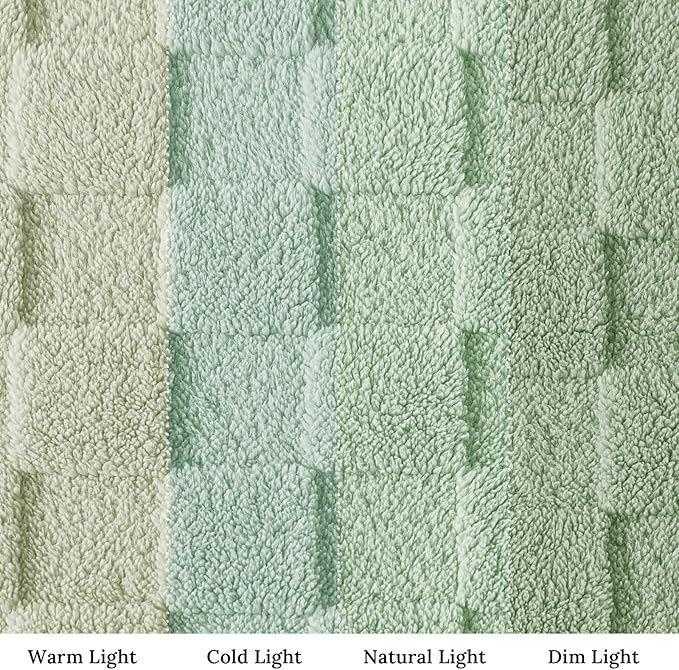 Exclusivo Mezcla King Size Flannel Fleece Blanket, Super Soft and Warm Lightweight Checkered Pattern Blanket for All Seasons, 90x104 Inches, Sage Green