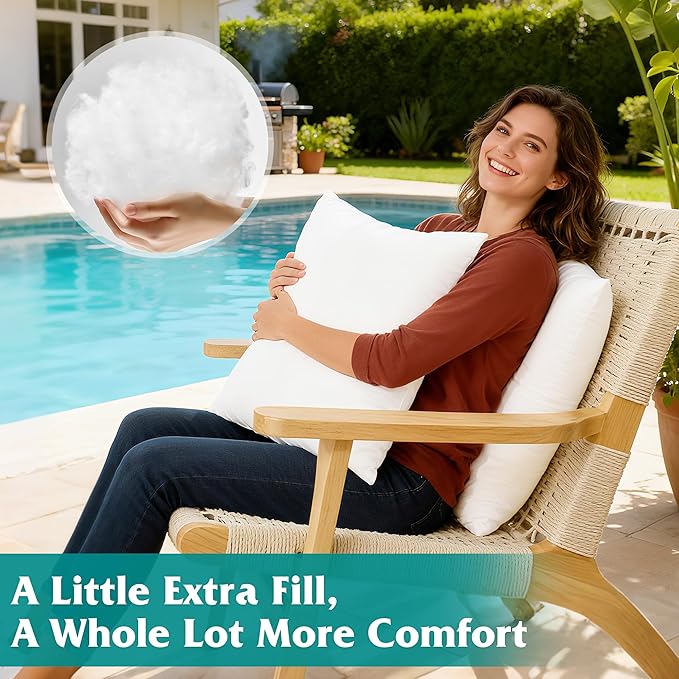 Oubonun 12x20 Waterproof Outdoor Lumbar Pillow Inserts – Set of 2 Soft & Fluffy, Water Resistant Throw Pillows for Patio, Garden, Porch, or Indoor Decorative