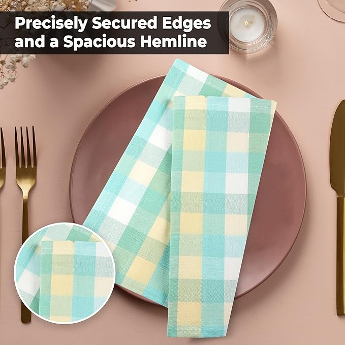 Urban Villa Cloth Napkins Set of 12 20x20 Inches 100% Cotton Napkins Cloth Washable Soft Durable Reusable Absorbent Table Dinner Napkins Cloth for Hotel Lunch Restaurant Weddings Parties-Green Sand