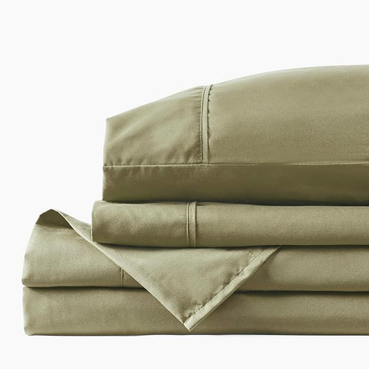 PeachSkinSheets Sage Green Sheet Set - 1500tc Level of Softness - Extra Soft Cooling Sheets for Hot Sleepers and Night Sweats - Twin Size
