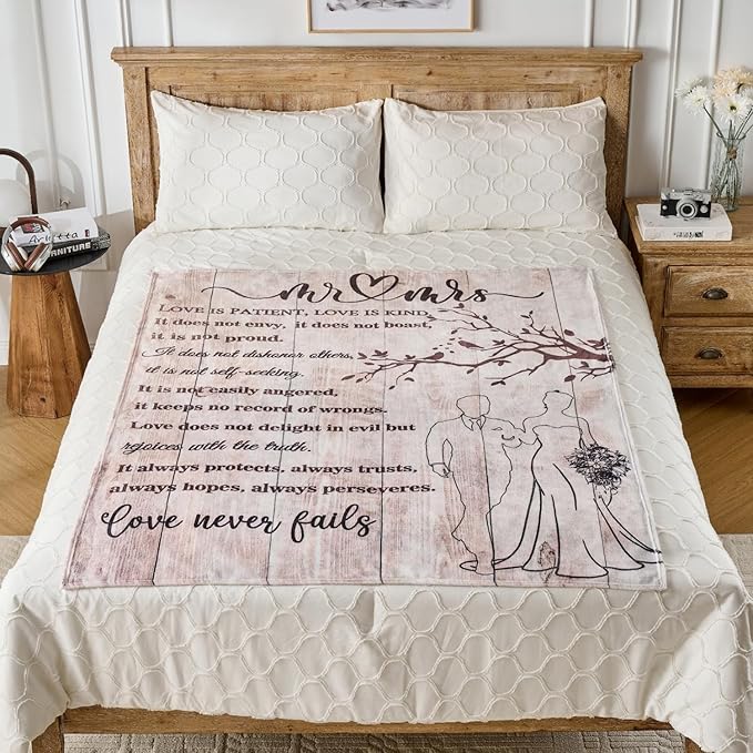 Lussena Wedding Anniversary Blanket Gifts for Him Her, Romantic Couples Throw for Wife Husband Girlfriend Boyfriend, I Love You Gift, Engagement Birthday Present, 50x60 Inch Flannel