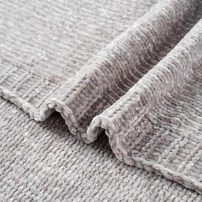 BATTILO HOME Light Grey Throw Blanket for Couch, Soft Knitted Chenille Throw Blanket for Sofa, Chair, Living Room, Cozy Gray Throw Blankets for Bed,51"x67"