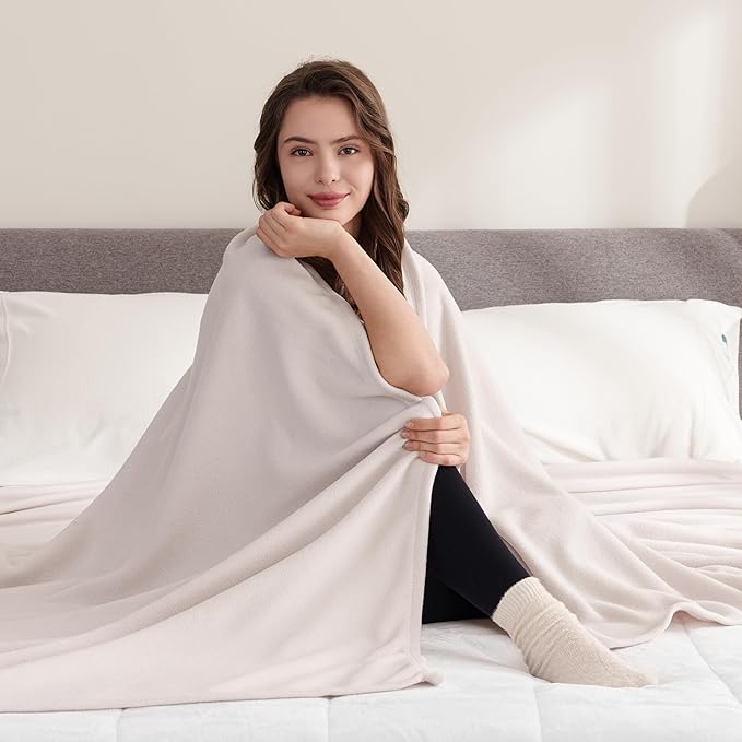 Berkshire Blanket Microfleece Twin Size Bed Blanket Macadamia,Lightweight Soft Breathable Plush Micro Fleece Blanket for Bed Couch Sofa,60x92 Inches