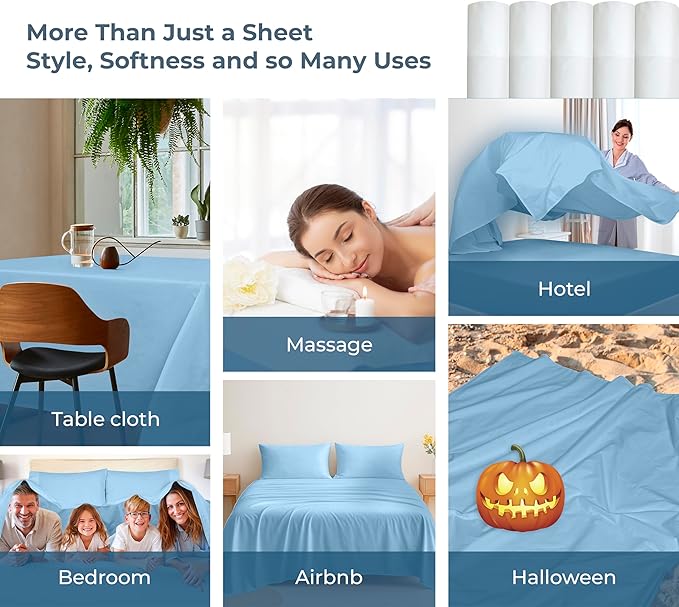 Royale Linens 100% Organic Cotton Twin Flat Sheet Only - Super Soft - Percale Top Sheets - Twin Flat Sheet Sold Separately - Breathable, Cool & Crisp Lake Blue Sheets Only (66" x 96", Lake Blue)