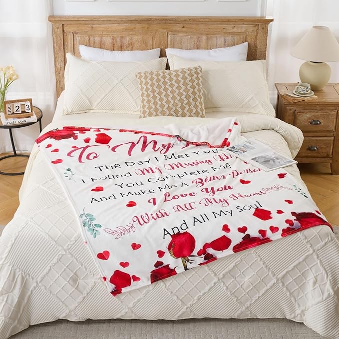 Romantic “to My Love” Throw Blanket – Soft Cozy Flannel Love Blanket for Her, Wife & Girlfriend – Perfect Valentines Day, Christmas, Anniversary, Birthday Gift – 50 x 60 Inch