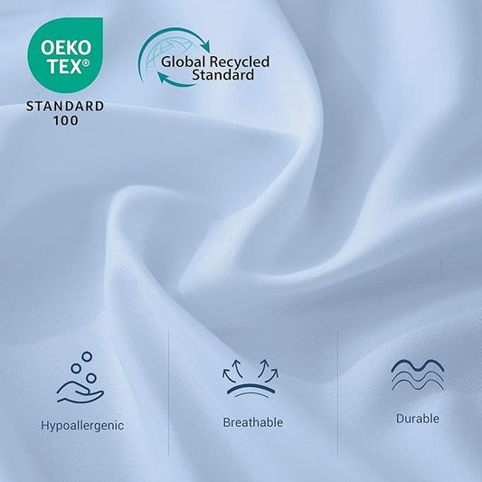 Bulk Queen Flat Sheets Only, 6 Pack Quick Sort Top Bed Sheet, Color-Coded Label Threads, Wrinkle-Free Shrinkage Durable Microfiber Hotel Motel Airb&bs Essentials for Hosts (90"x102",Light Blue)