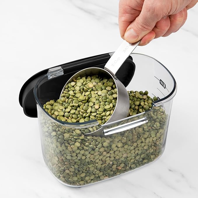 ProKeeper+ Airtight Food Storage Container Set – Clear Plastic Flour and Sugar Canister Set with Magnetic Accessories for Kitchen Organization (Black, 13-Piece)