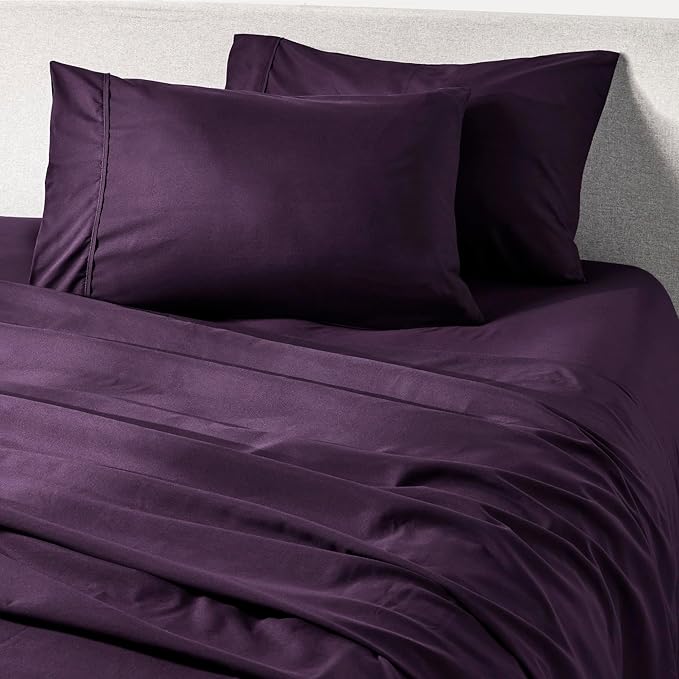 PeachSkinSheets Eggplant Sheet Set - 1500tc Level of Softness - Extra Soft Cooling Sheets for Hot Sleepers and Night Sweats - Full Size