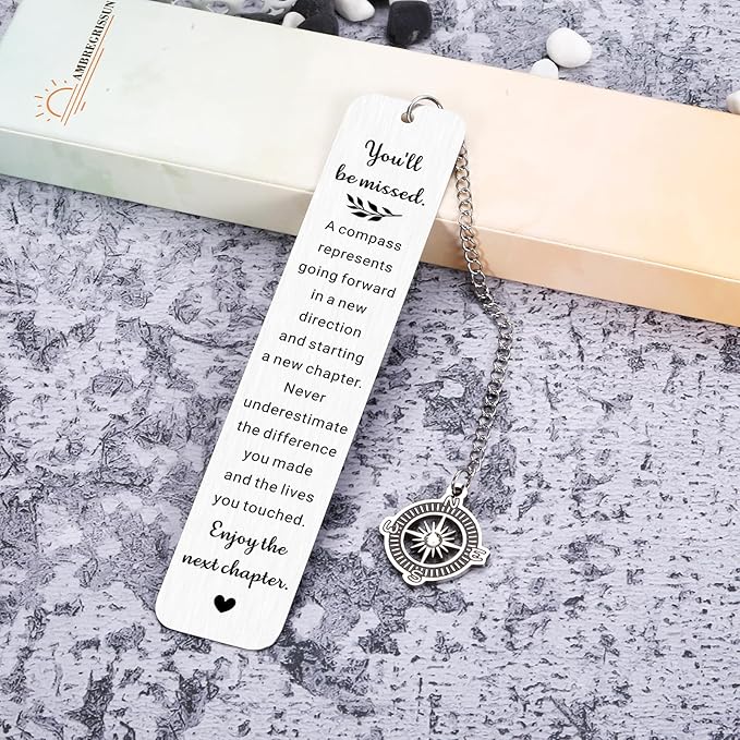 Farewell Gifts for Coworkers, You Will Be Missed Compass Bookmark, Leaving Goodbye Going Away Gifts for Coworker Women Best Friends Her Manager Boss Teacher, Retirement New Job Gift for Woman