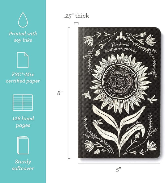 Compendium Softcover Journal - The heart that gives, gathers. – A Write Now Journal with 128 Lined Pages, 5″W x 8″H