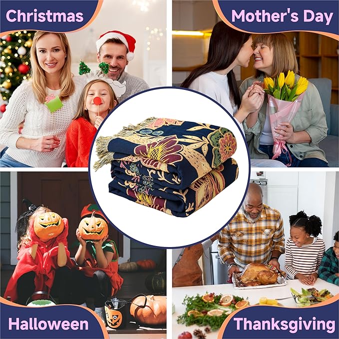 STASOPTK Boho Cotton Throw Blanket - Ultra-Soft Rustic Quilt for Bed, Home Decor & Travel - Large 90"x98" Muslin Blanket - All-Season Lightweight Bedspread & Throw for Women & Moms