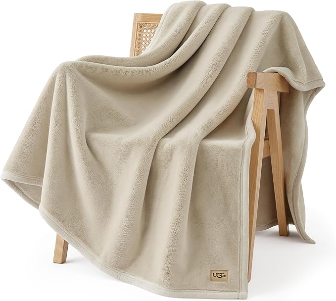 UGG Coco Plush Throw Blanket – Cozy Soft Fleece Blanket for Couch, Bed or Chair, Housewarming Gift for Women, Bedroom or Living Room Decor, Lightweight Winter Bedding, Shoreline