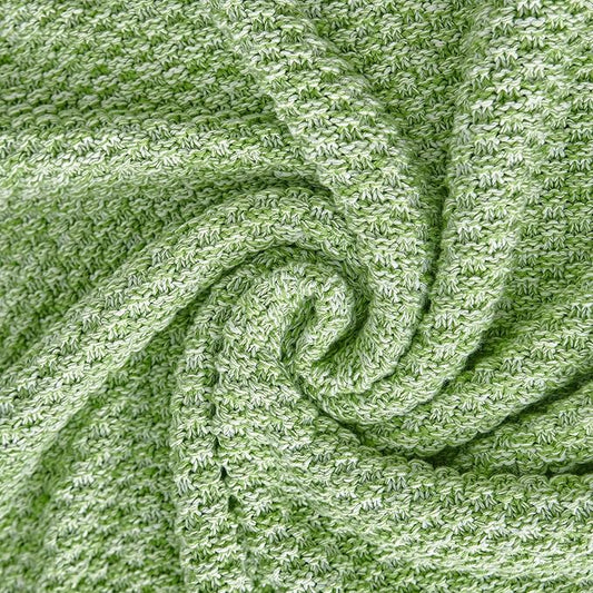 Longhui bedding Green Knitted Throw Blanket for Couch, Soft, Cozy Machine Washable 100% Cotton Sofa Knit Blankets, Heavy 4.0lb Weight, 60 x 80 Inches, Grass Green