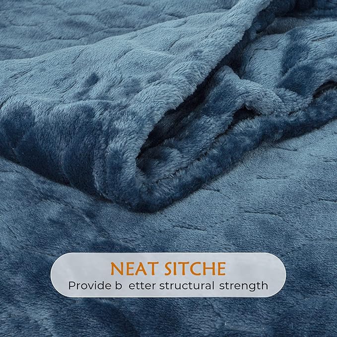 TOONOW Fleece Blanket Super Soft Plush Throw Blanket Twin Size 60" x 80", Cozy Fuzzy Bed Blankets Geometric Pattern Comfy Microfiber Flannel Blankets for Couch, Bed, Sofa, Navy Blue