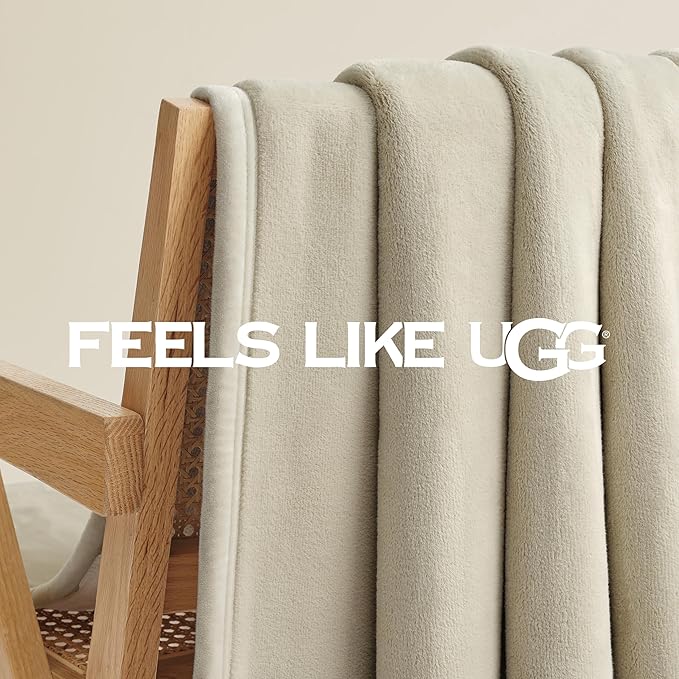 UGG Coco Plush Throw Blanket – Cozy Soft Fleece Blanket for Couch, Bed or Chair, Housewarming Gift for Women, Bedroom or Living Room Decor, Lightweight Winter Bedding, Shoreline