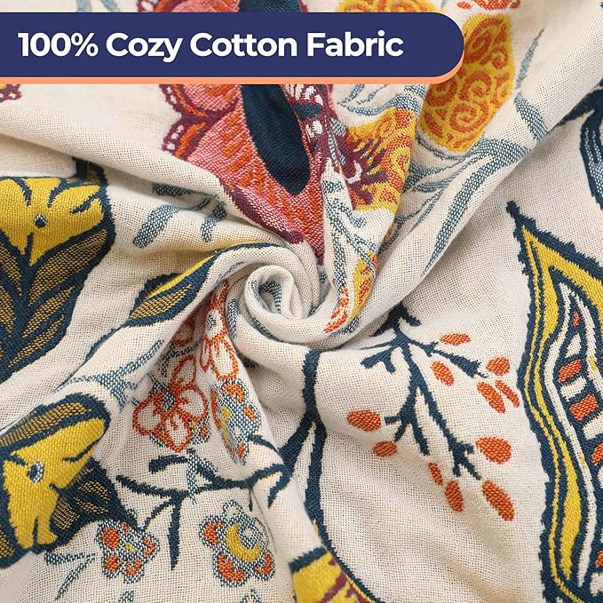 STASOPTK Boho Cotton Throw Blanket - Ultra-Soft Rustic Quilt for Bed, Home Decor & Travel - Large 60"x80" Muslin Blanket - All-Season Lightweight Bedspread & Throw for Women & Moms