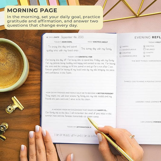 Clever Fox Gratitude Journal – Happiness, Positivity & Affirmation Daily Journal – Inspirational Daily Notebook – 3 Months, A5 (Mystic Blue)