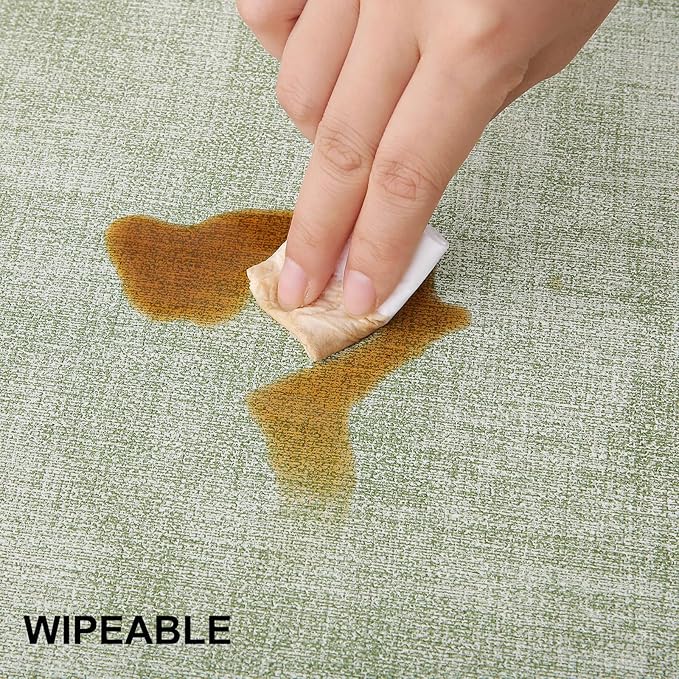 homing Faux Leather Heat Resistant Placemats 6 Packs, Waterproof Wipeable Dining PU Place Mats for Indoor & Outdoor, Easy to Clean, Light Green