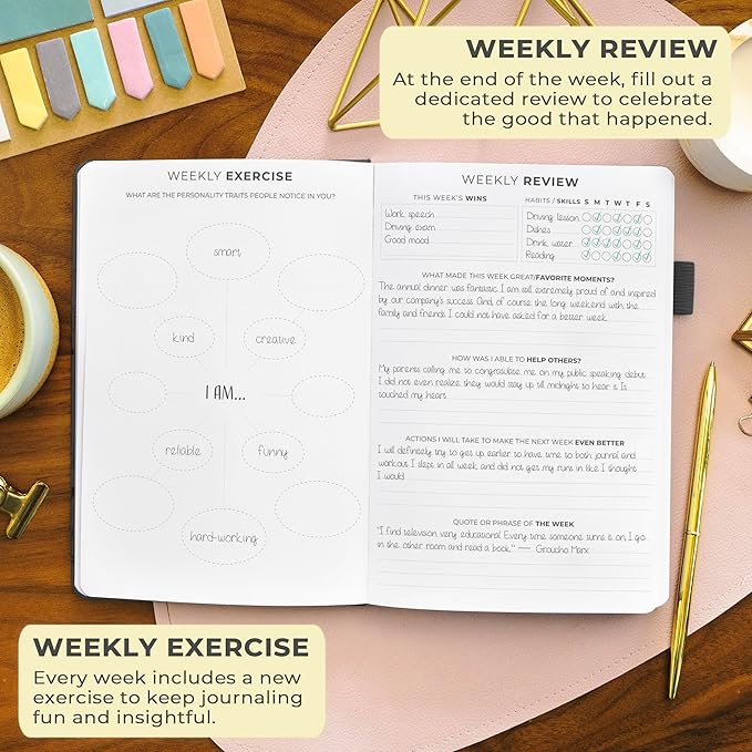 Clever Fox Gratitude Journal – Happiness, Positivity & Affirmation Daily Journal – Inspirational Daily Notebook – 3 Months, A5 (Black)