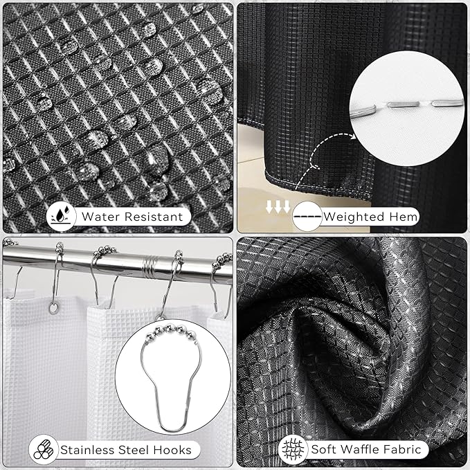 SLDIYWOW Black Bathroom Accessories Set, Bathroom Sets with Shower Curtain and Rugs for Home Decor/Housewarming