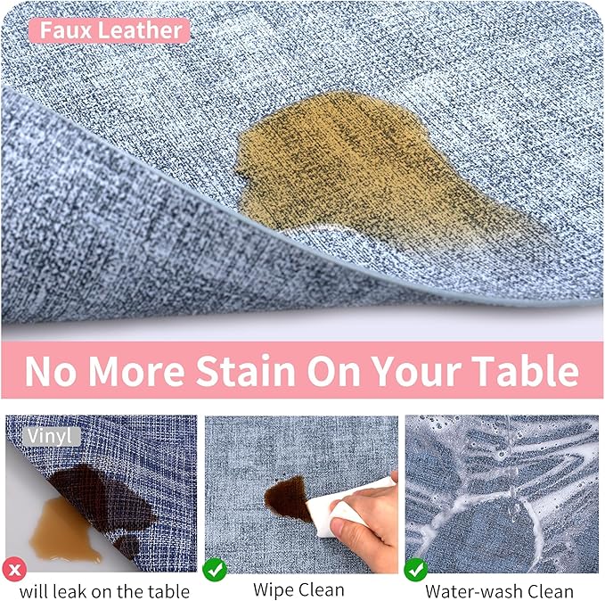 Maxpearl Set of 8 Faux Leather Table Placemats – Heat Resistant, Waterproof, Easy to Clean, Non-Slip Mats for Dining Table, Kitchen, Indoor & Outdoor, 17”x12”, Blue