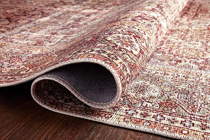 Loloi Layla Collection LAY-11 Cinnamon/Sage 9'-0" x 12'-0" .13" Thick Area Rug, Soft, Durable, Vintage Inspired, Distressed, Low Pile, Non-Shedding, Easy Clean, Printed, Living Room Rug