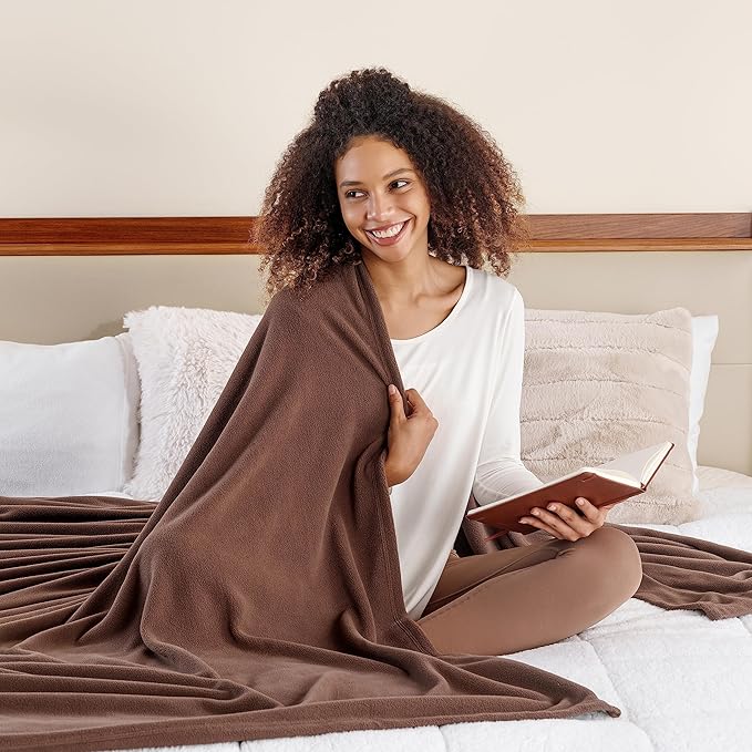 Berkshire Blanket Microfleece King Size Bed Blanket Taupe, Lightweight Soft Breathable Plush Micro Fleece Blanket for Bed Couch Sofa, 90x108 Inches