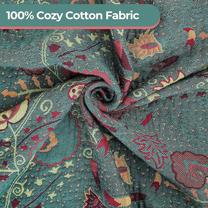 Boho Fall Throw Blanket for Bed,100% Ultra Cotton Soft Breathable Bed Throw Floral Printed Farmhouse Decor Rustic Bed Throws for Couch Sofa Quilt 90" x 98"