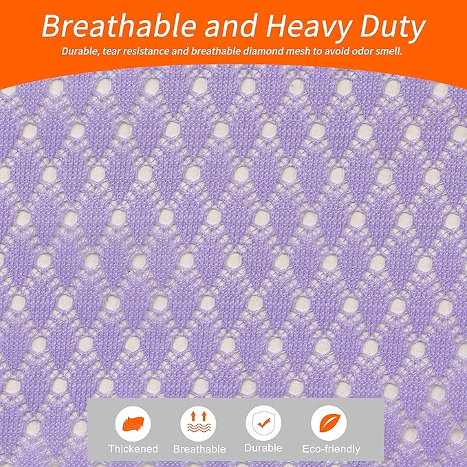 Polecasa Heavy Duty Diamond Large Mesh Laundry Bag with ID Tag and Locking Drawstring Closure - 24 x 36 inches - Laundry Hamper Liner, Washable Laundry Bags for Travel, Sports, Dorms (Purple)