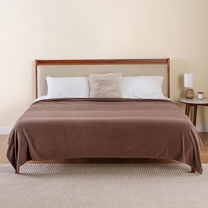 Berkshire Blanket Microfleece King Size Bed Blanket Taupe, Lightweight Soft Breathable Plush Micro Fleece Blanket for Bed Couch Sofa, 90x108 Inches